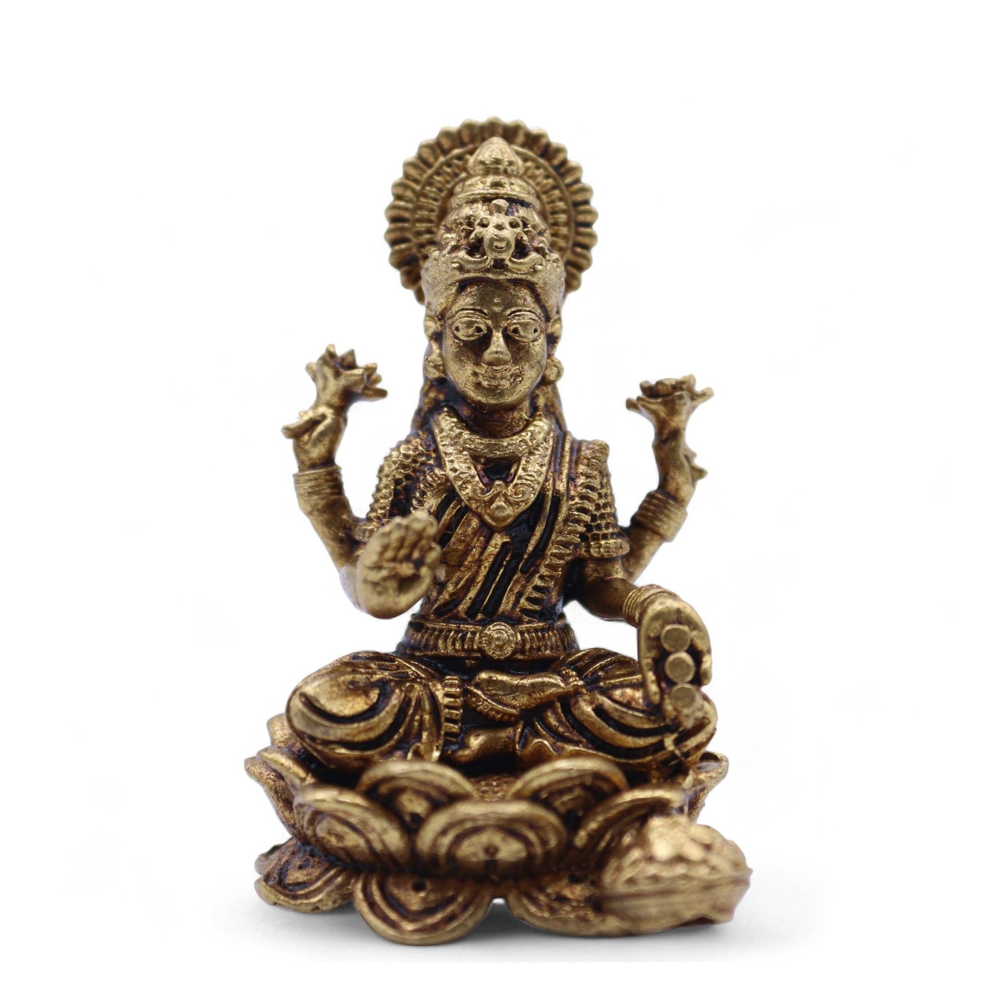 Brass Miniature Gods - Lakshmi (22gms) - 37mm - Luna Panther