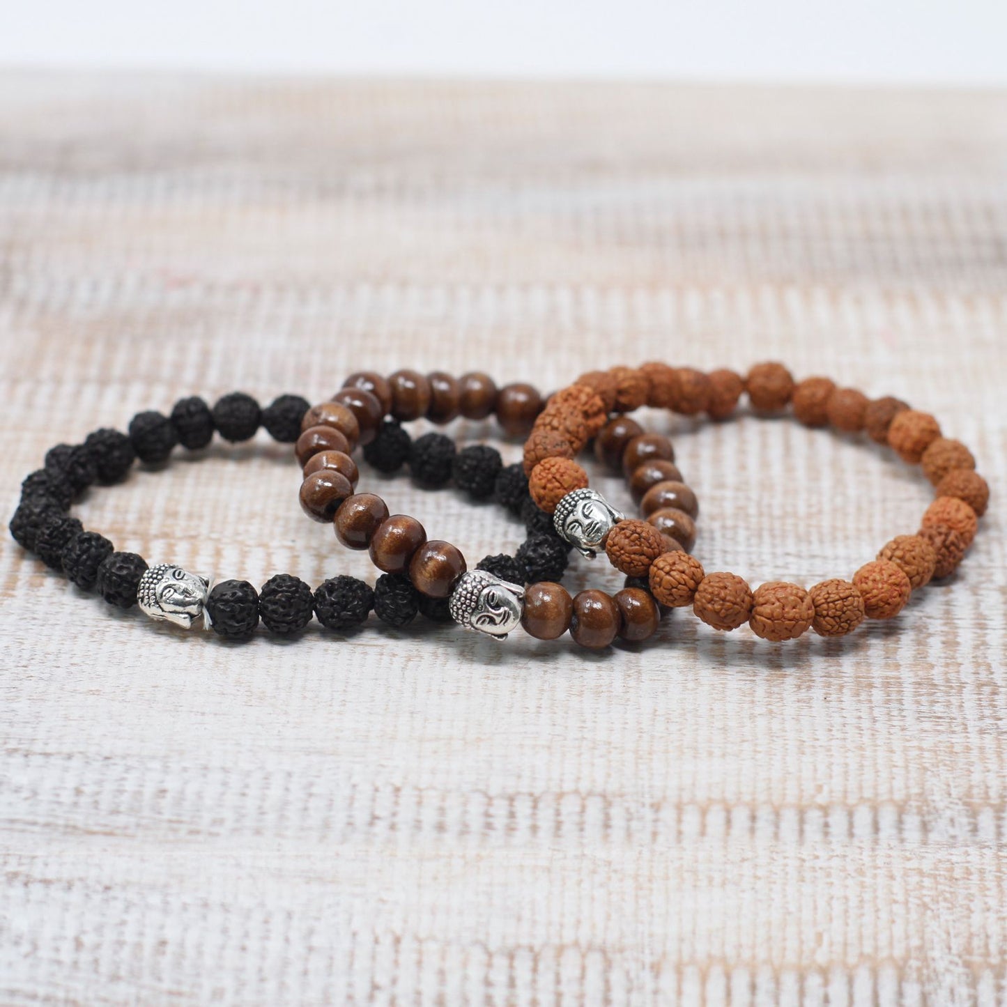 Brown Beads & Buddha Bangle - Luna Panther
