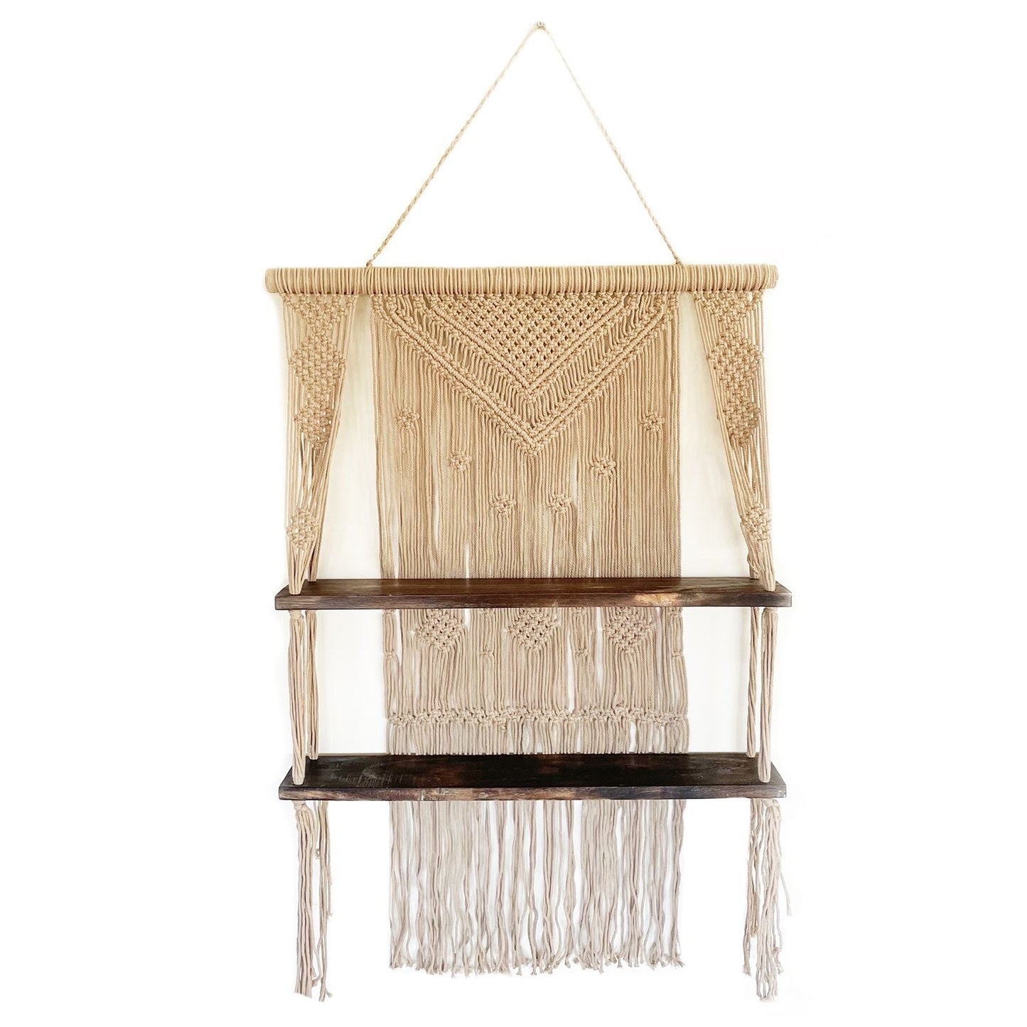 Brown Macrame Hanging Shelves - Brown - Luna Panther
