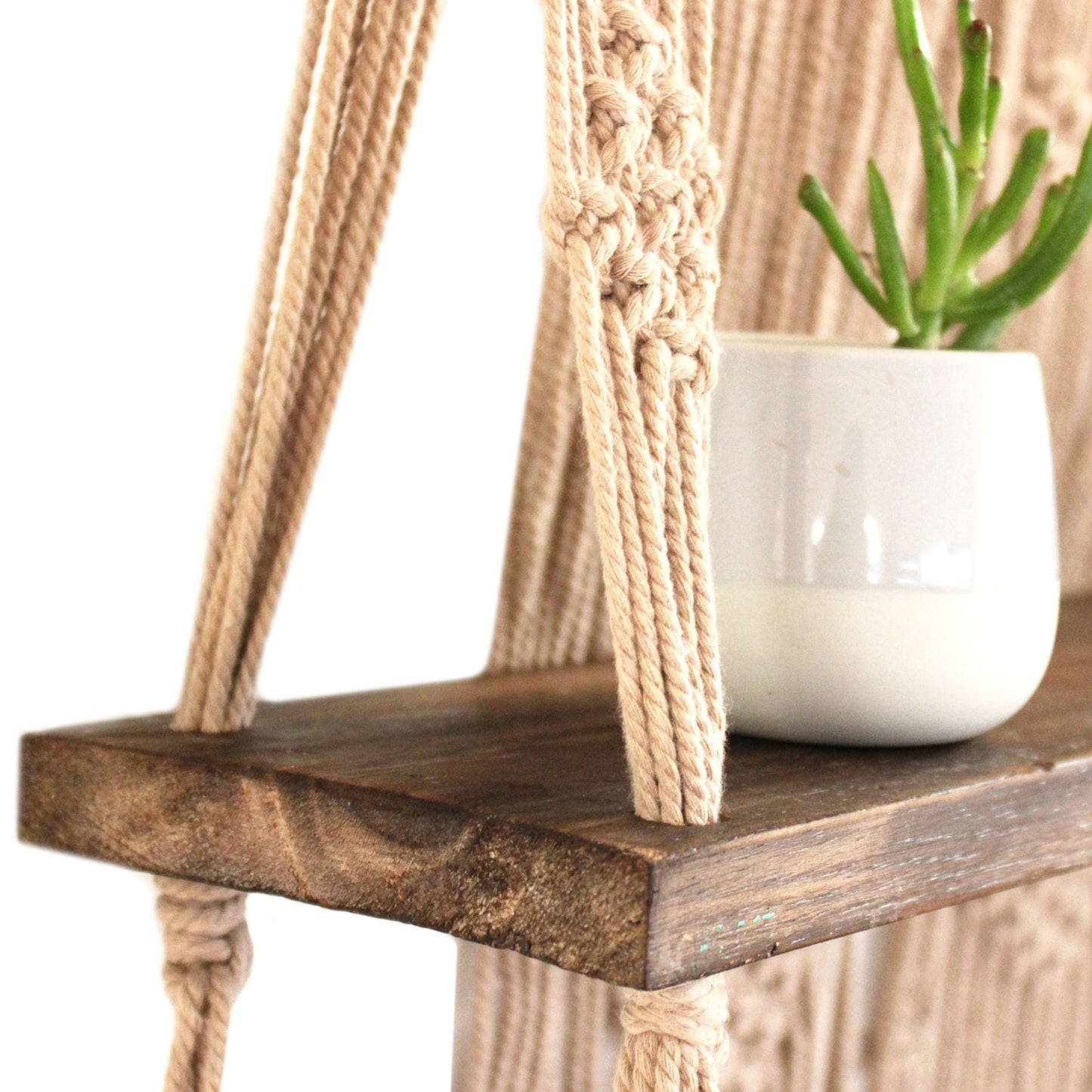 Brown Macrame Hanging Shelves - Brown - Luna Panther