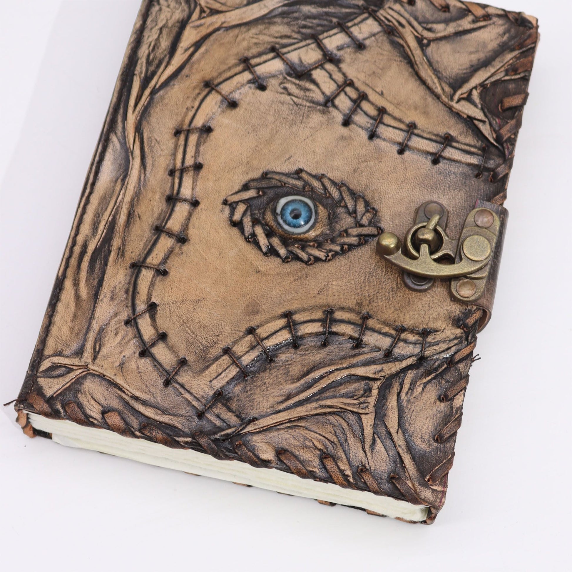 Brown Tan Book - Evil Eye Decor - 160 Deckle Edges Pages - 20x15cm - Luna Panther