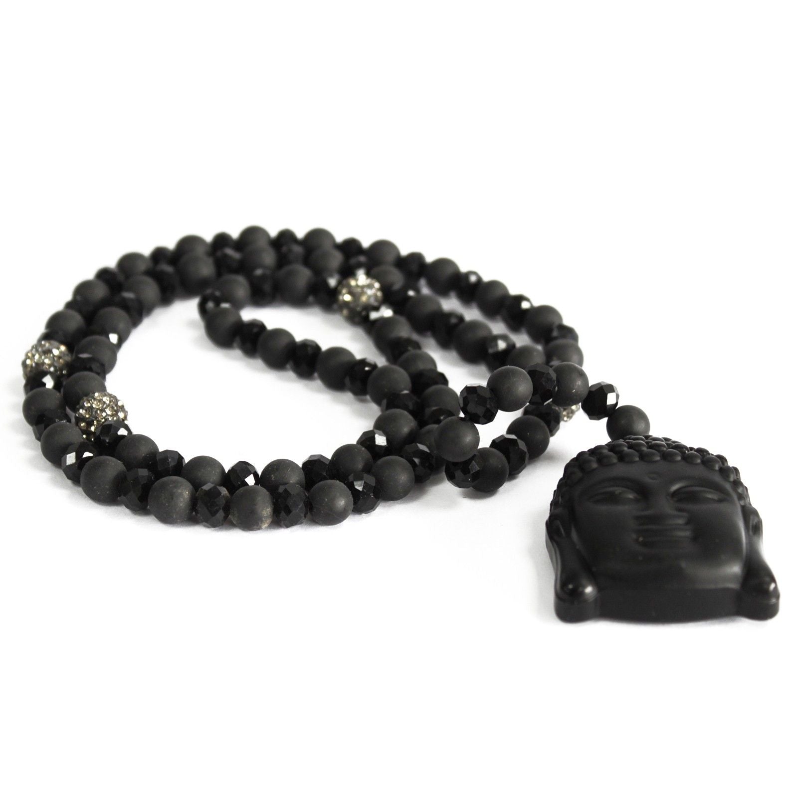 Polished Buddha / Black Stone - Gemstone Necklace featuring natural patterning and unique variations - Luna Panther