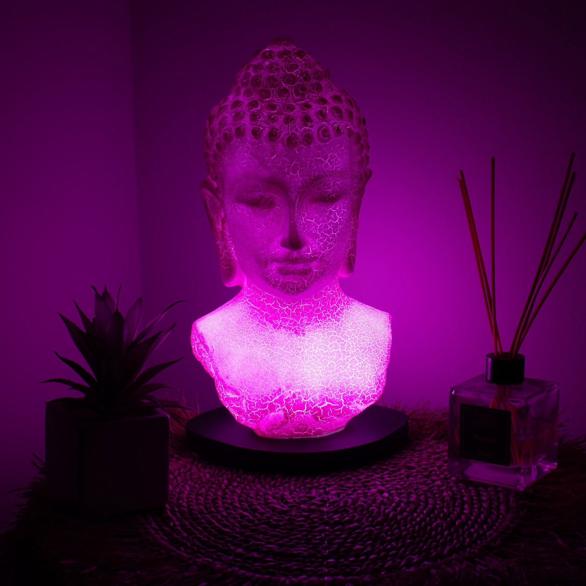 Buddha Bust Lamp Cherry Crackle - Oval stand - Luna Panther