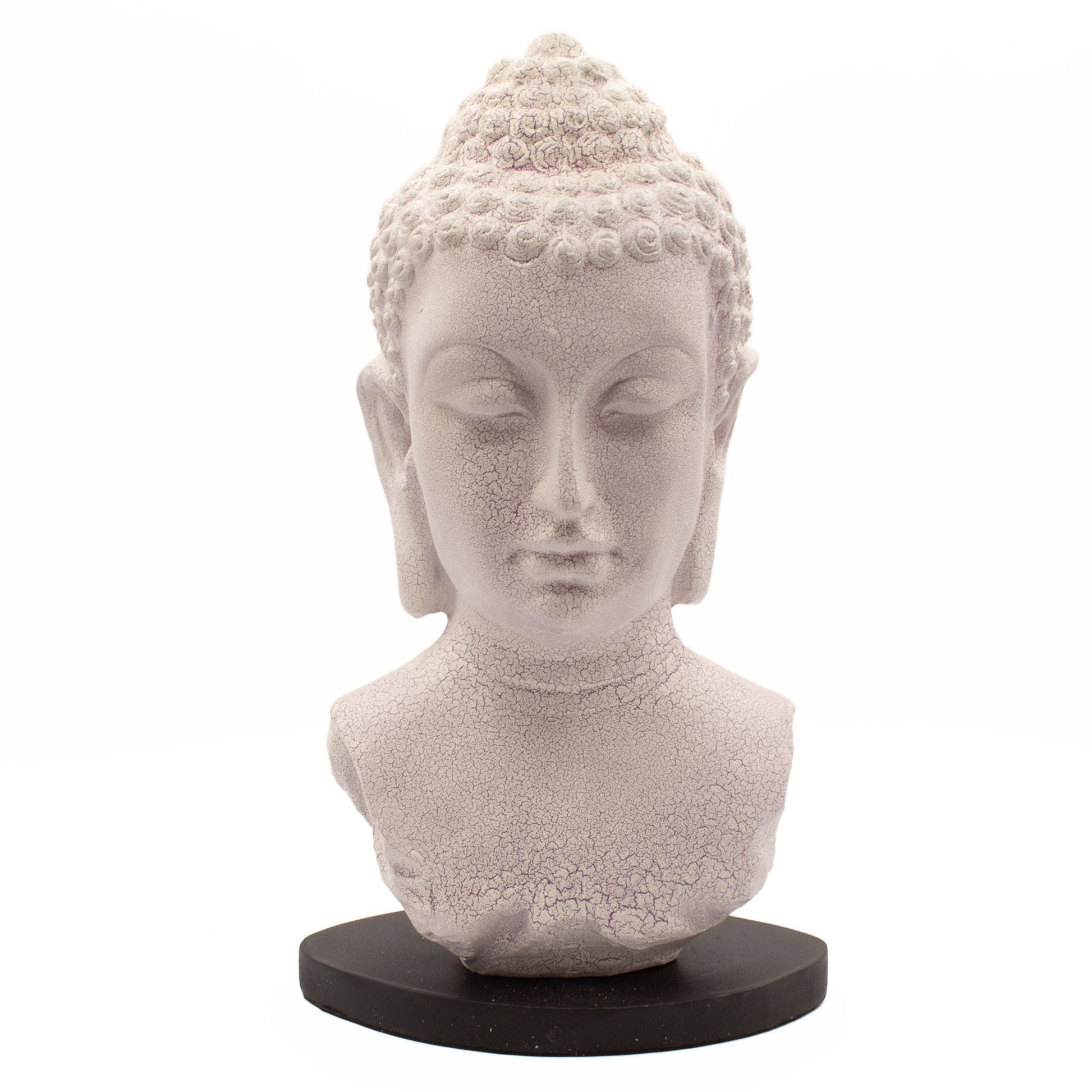 Buddha Bust Lamp Lavender Crackle - Oval Stand - Luna Panther