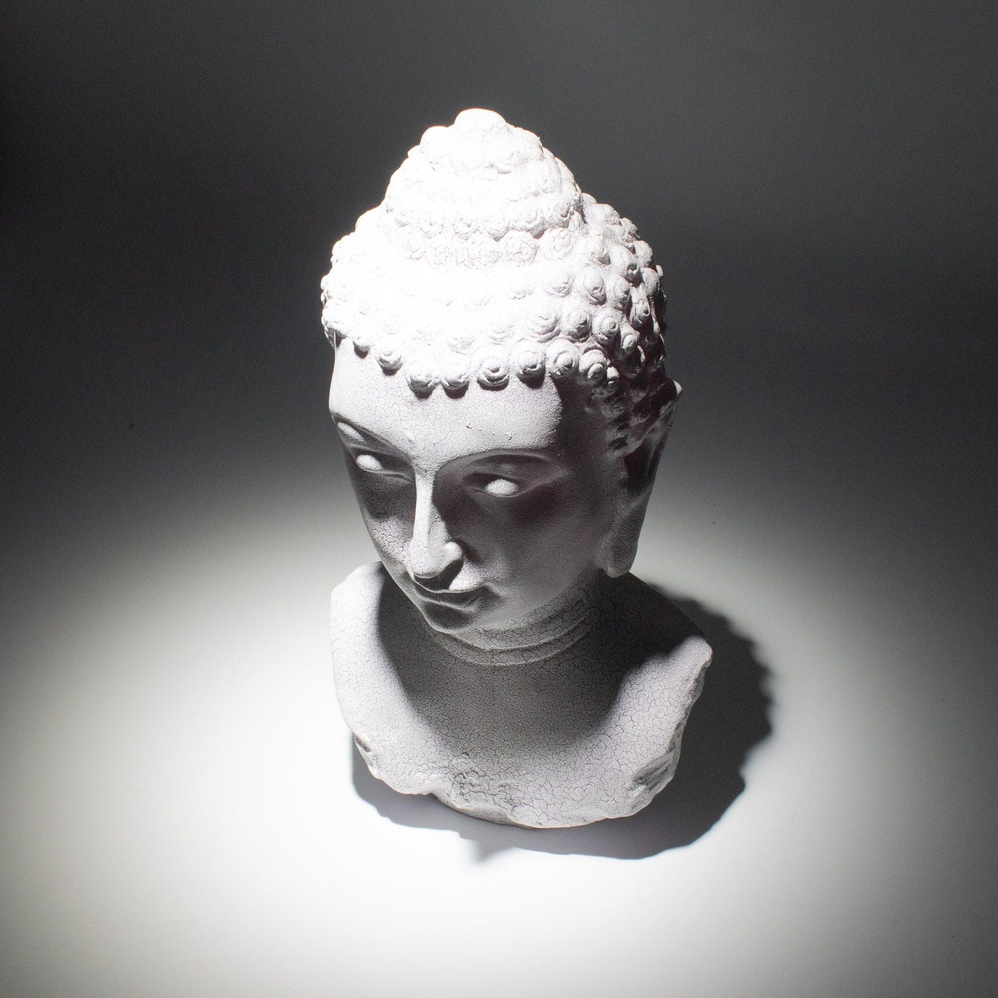 Buddha Bust Lamp Lavender Crackle - Oval Stand - Luna Panther