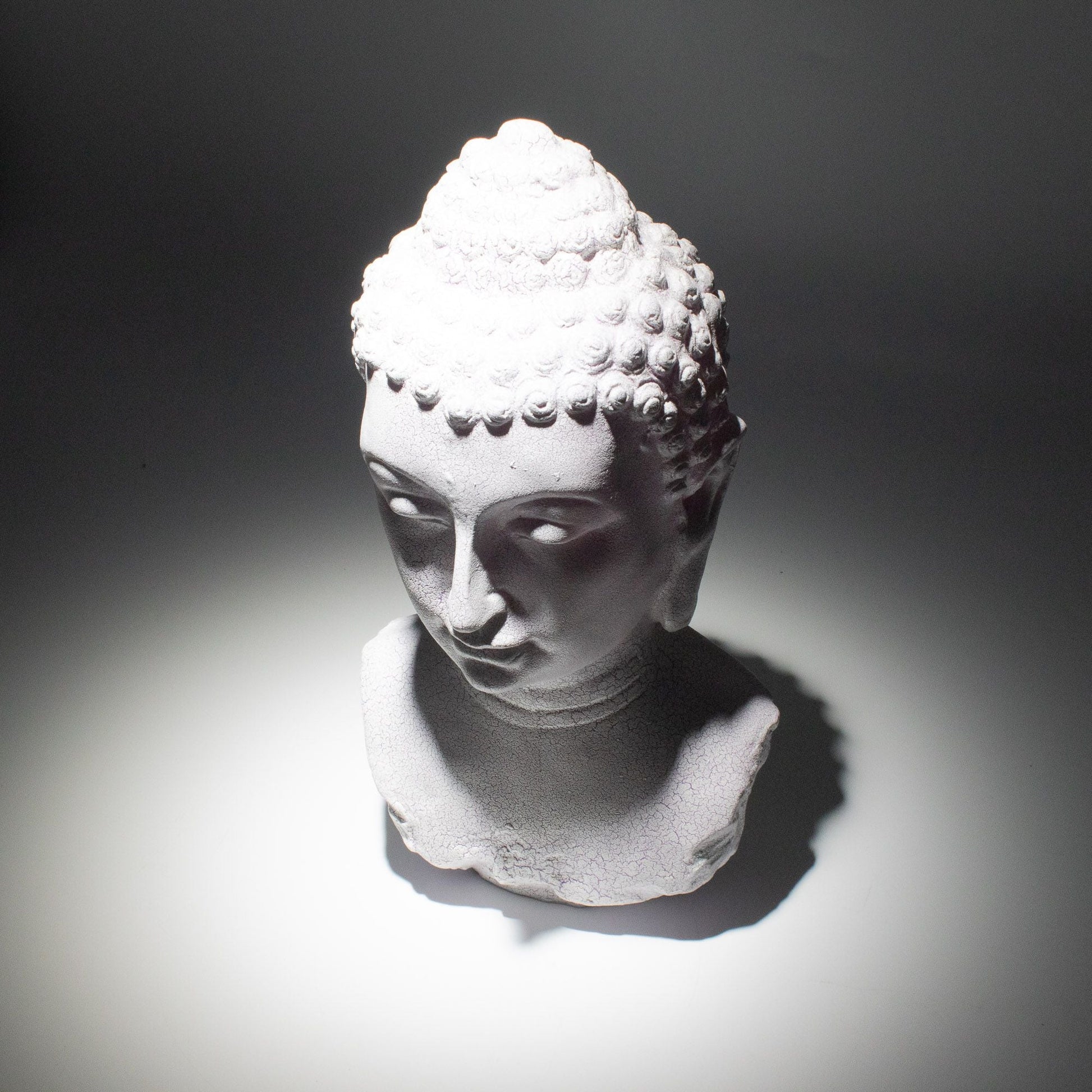 Buddha Bust Lamp Lavender Crackle - Oval Stand - Luna Panther