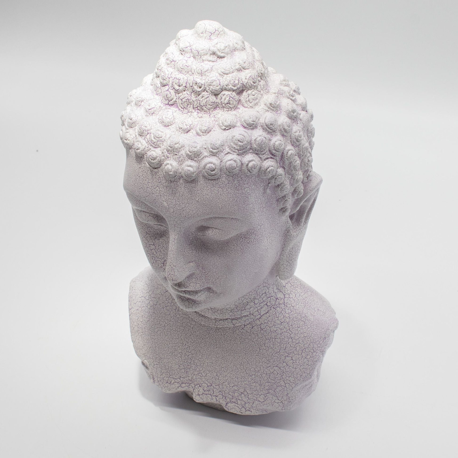 Buddha Bust Lamp Lavender Crackle - Oval Stand - Luna Panther
