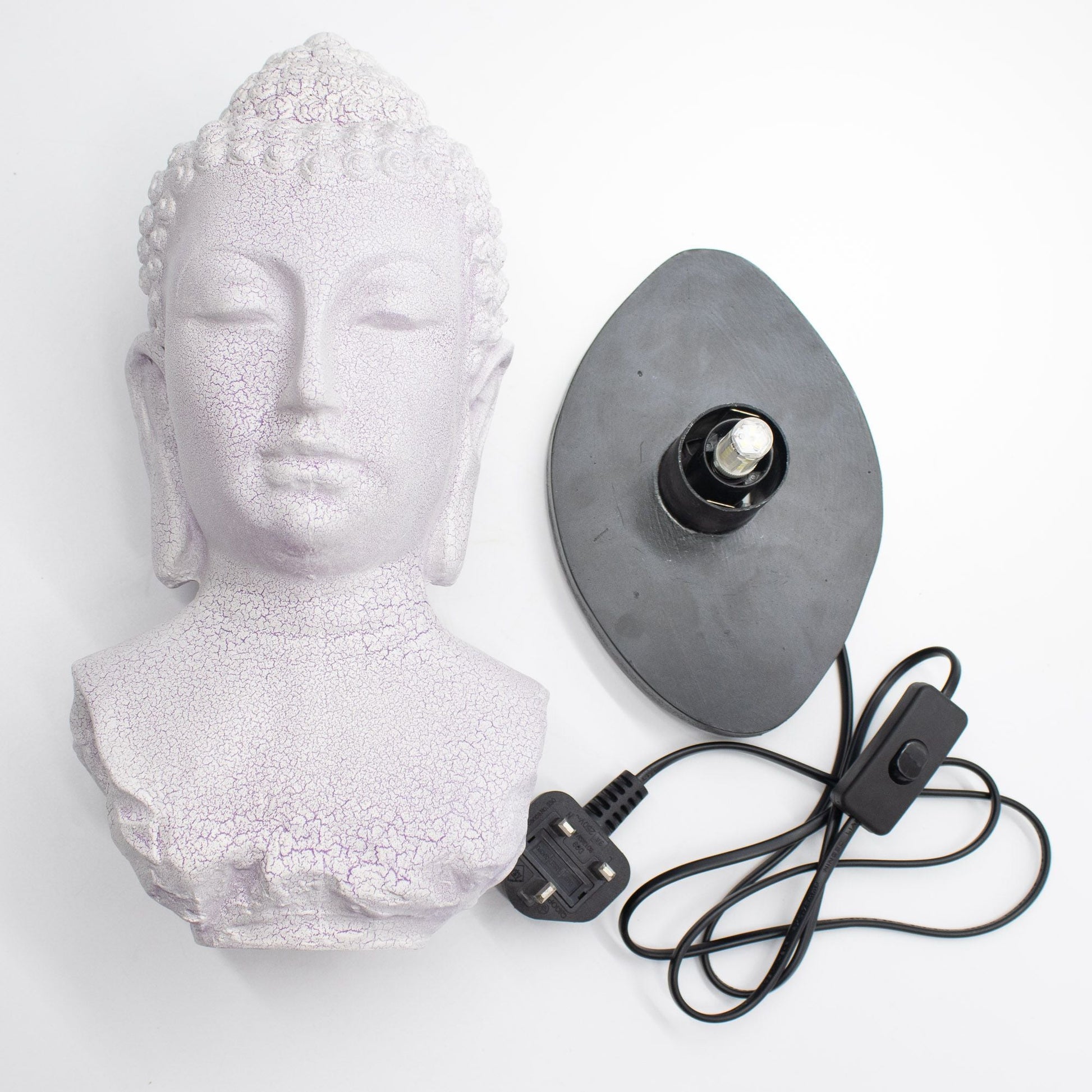 Buddha Bust Lamp Lavender Crackle - Oval Stand - Luna Panther