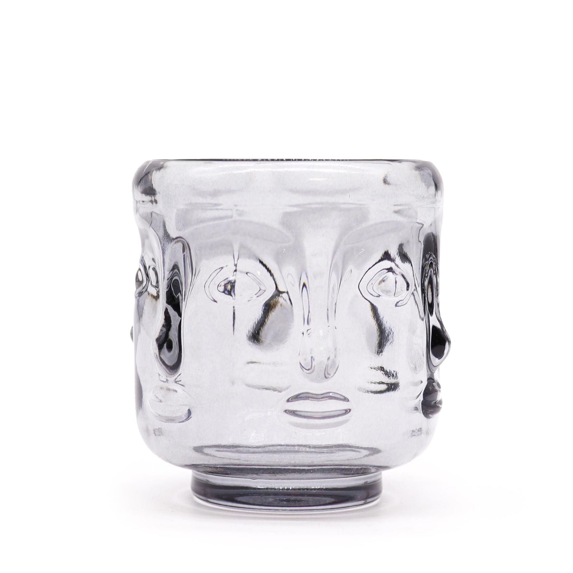 Polished Buddha Faces Candle Jar - Midnight Grey featuring natural patterning and unique variations - Luna Panther
