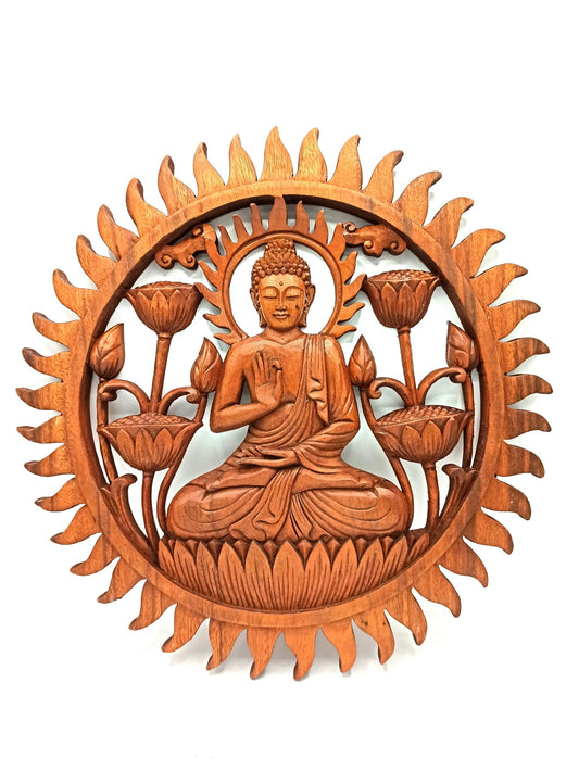 Polished Buddha & Lotus Panel - 40cm featuring natural patterning and unique variations - Luna Panther