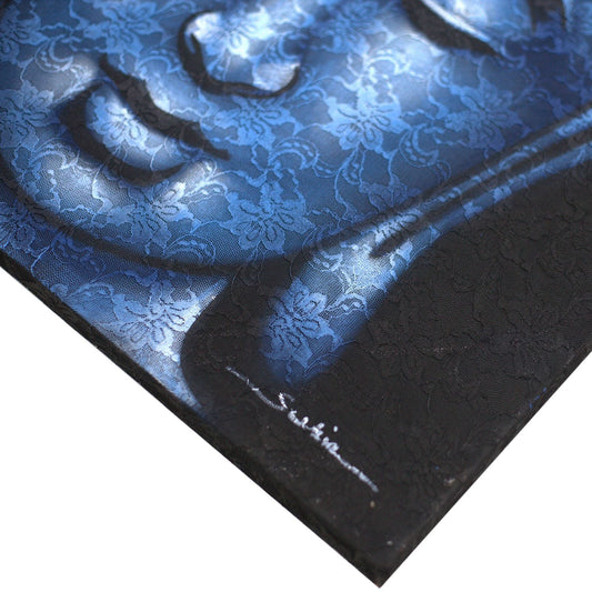 Buddha Painting - Blue Brocade Detail - Luna Panther alternate view