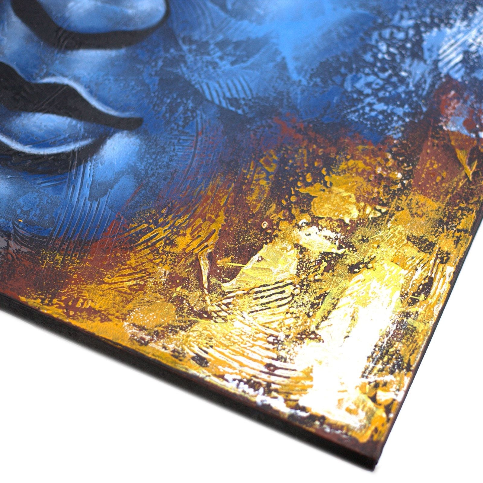 Buddha Painting - Blue Face Abstract - Luna Panther