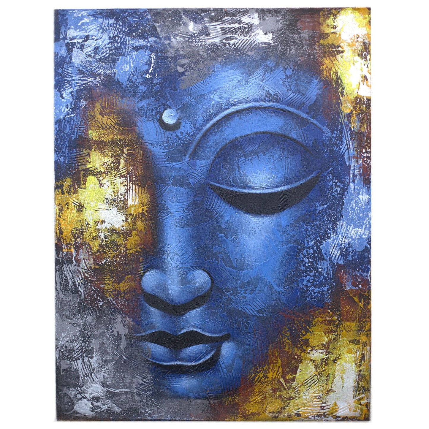 Buddha Painting - Blue Face Abstract - Luna Panther