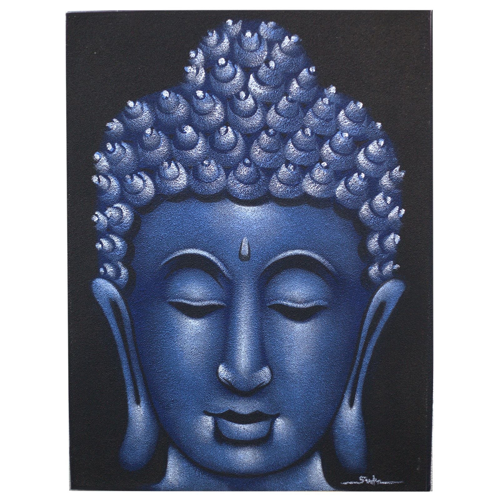Buddha Painting - Blue Sand Finish - Luna Panther