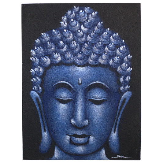 Buddha Painting - Blue Sand Finish - Luna Panther