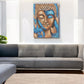 Buddha Painting - Bronze & Blue Flower 75x55cm - Luna Panther
