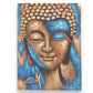 Buddha Painting - Bronze & Blue Flower 75x55cm - Luna Panther