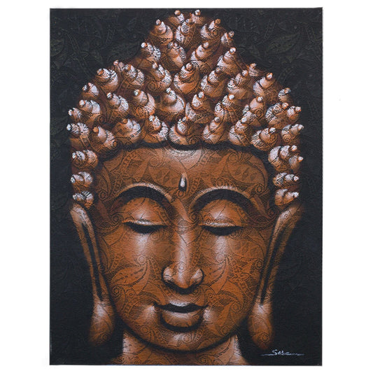 Buddha Painting - Copper Brocade Detail - Luna Panther