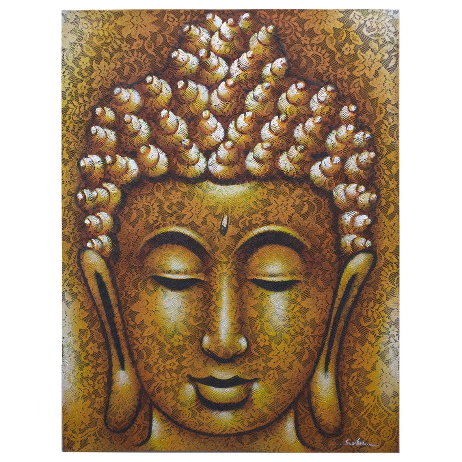 Buddha Painting - Gold Brocade Detail - Luna Panther