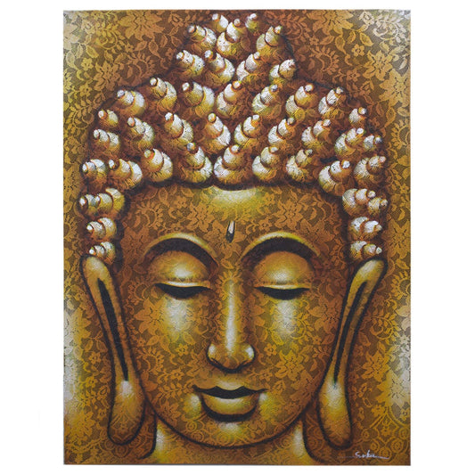 Buddha Painting - Gold Brocade Detail - Luna Panther