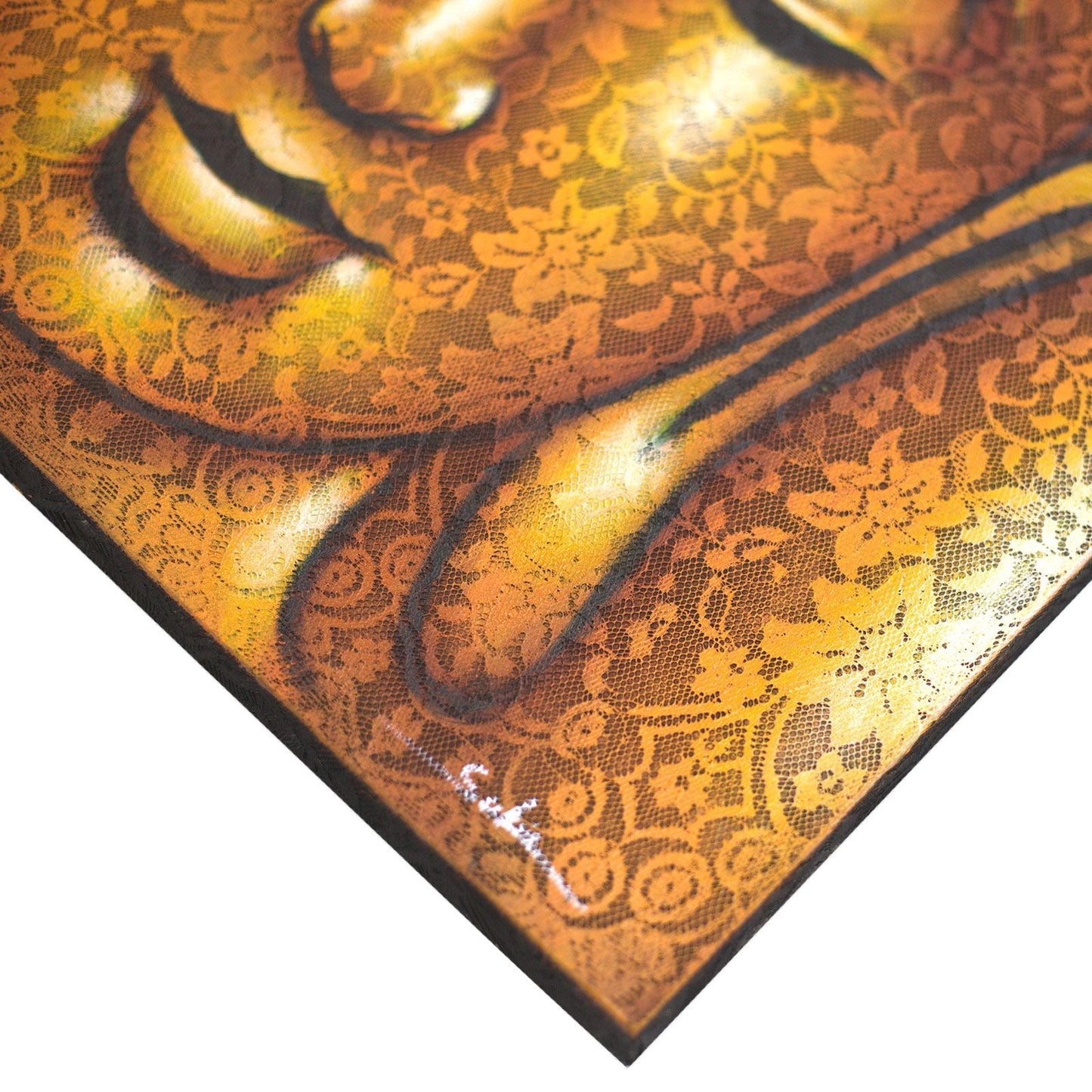 Buddha Painting - Gold Brocade Detail - Luna Panther