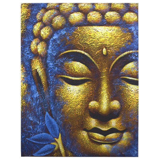 Buddha Painting - Gold Face & Lotus Flower - Luna Panther