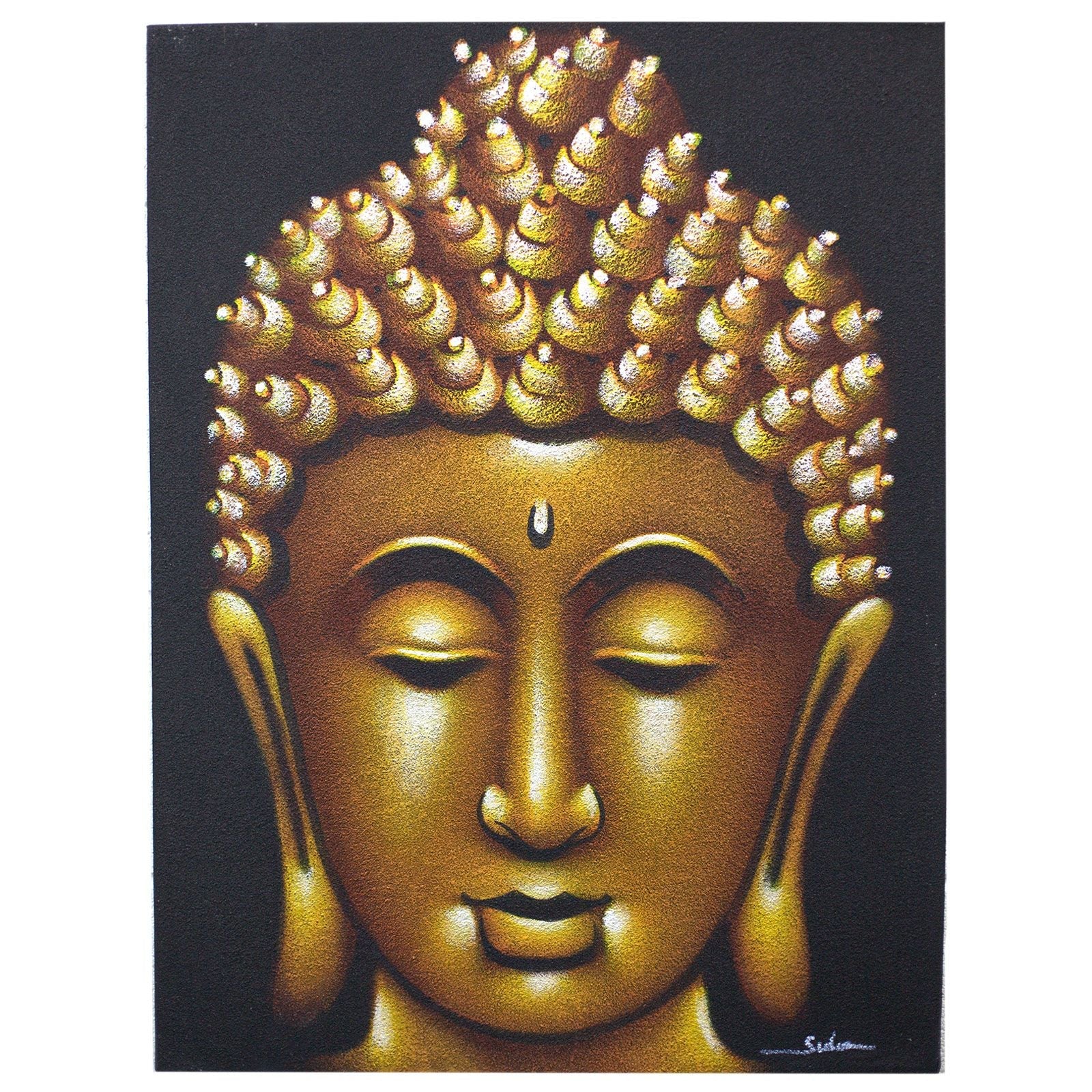Buddha Painting - Gold Sand Finish - Luna Panther
