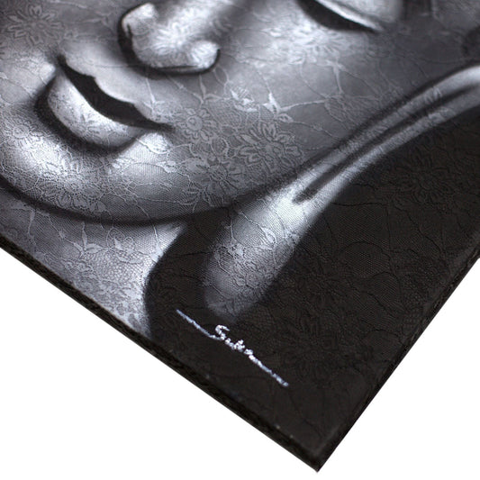 Buddha Painting - Grey Brocade Detail - Luna Panther alternate view