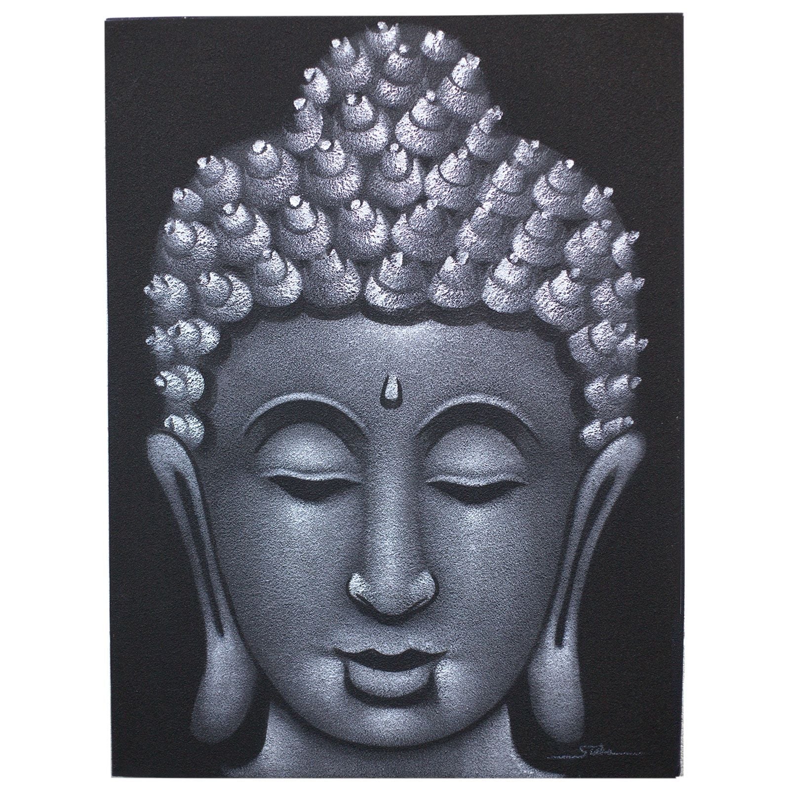 Buddha Painting - Grey Sand Finish - Luna Panther