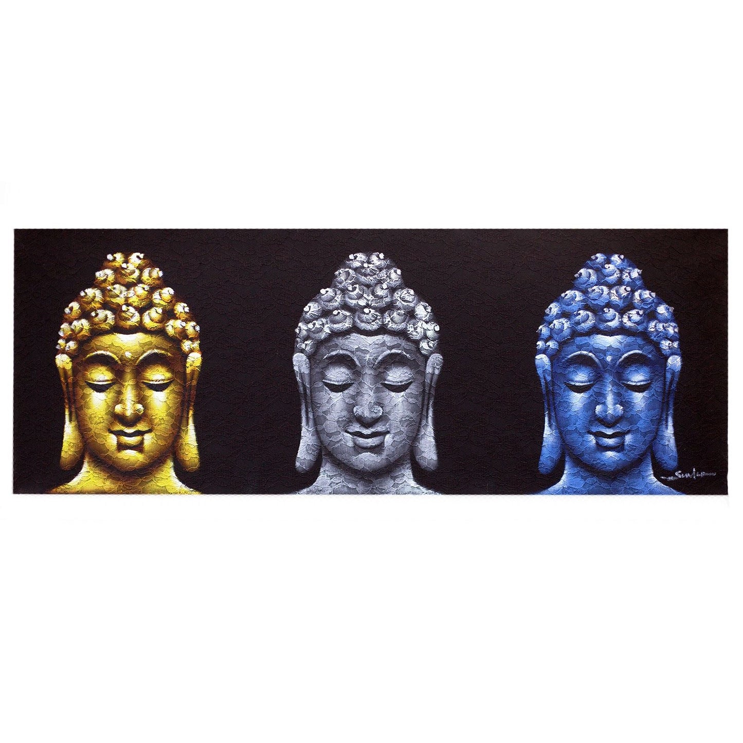 Buddha Painting - Three Heads Black - Luna Panther