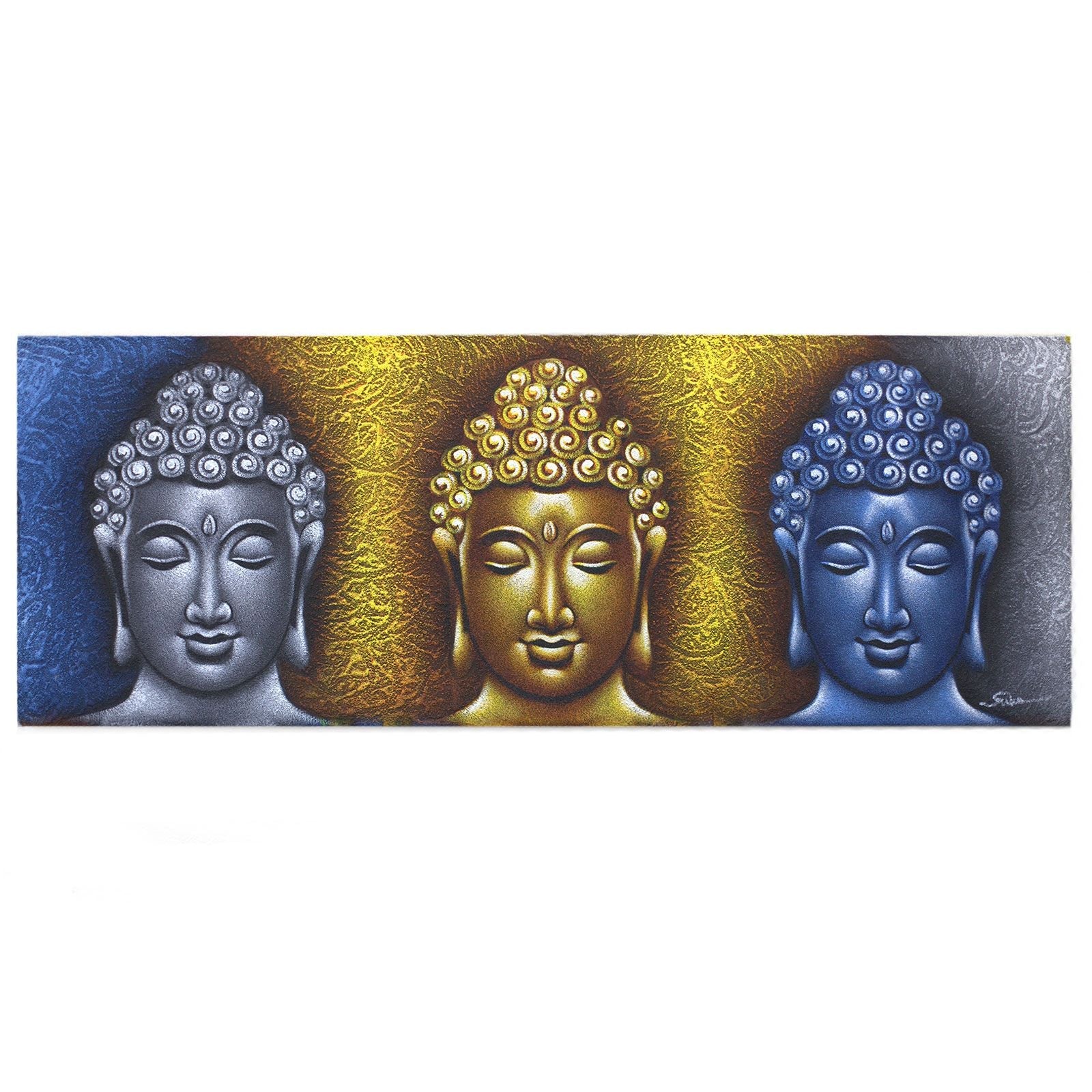 Buddha Painting - Three Heads Gold Detail - Luna Panther