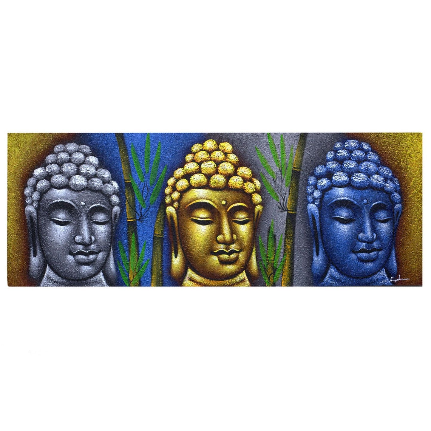 Buddha Painting - Three Heads With Bamboo - Luna Panther