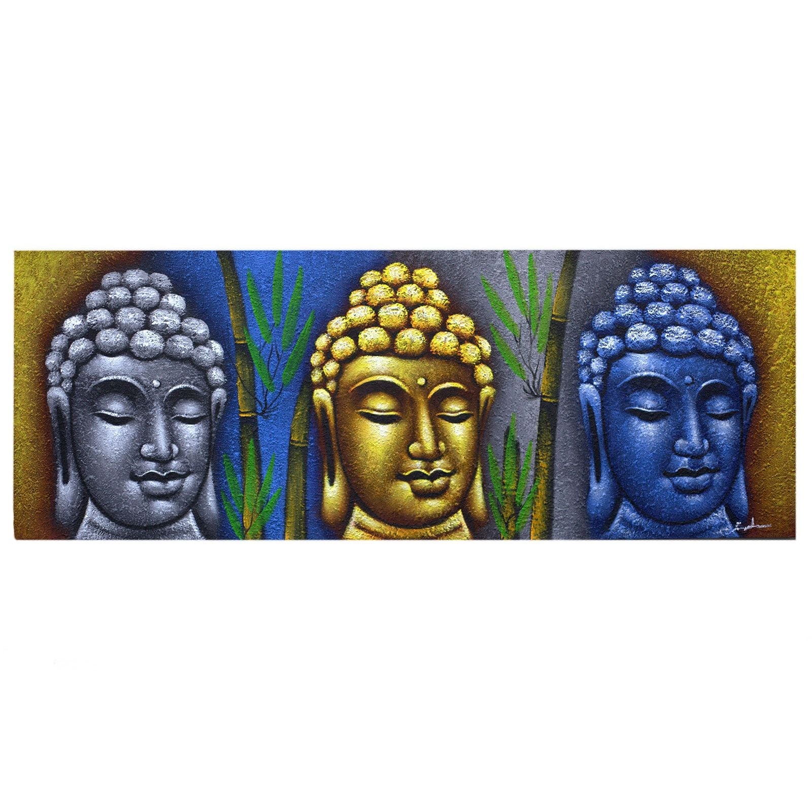 Buddha Painting - Three Heads With Bamboo - Luna Panther
