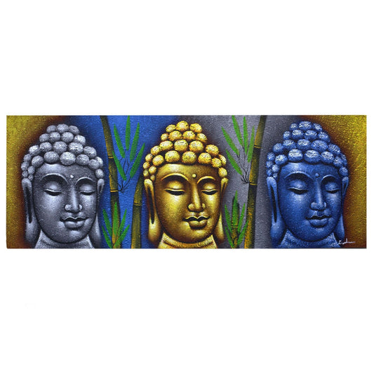 Buddha Painting - Three Heads With Bamboo - Luna Panther