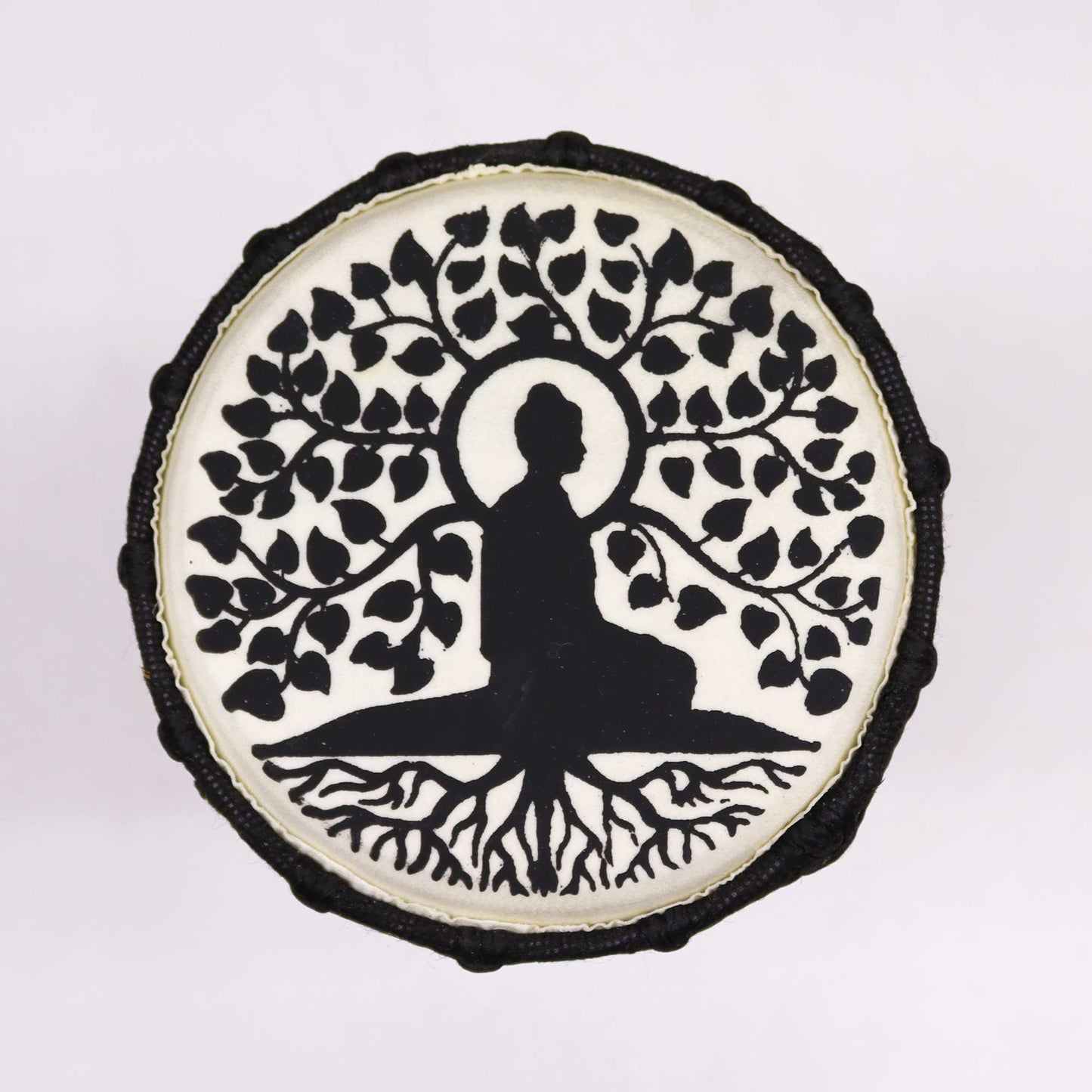 Buddha Wide Top Djembe Drum - 25cm High detail view 2 at Luna Panther
