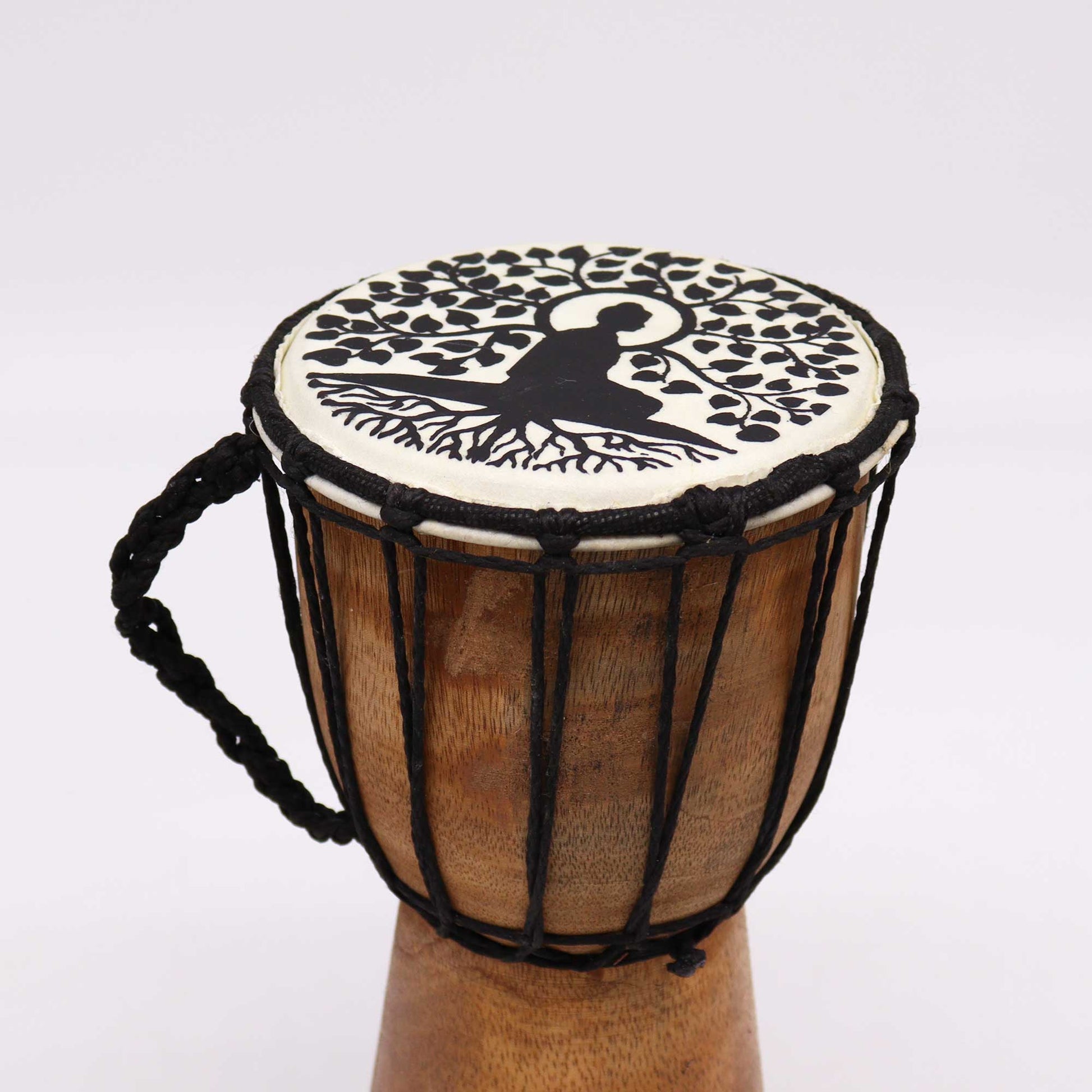 Buddha Wide Top Djembe Drum - 25cm High detail view 3 at Luna Panther