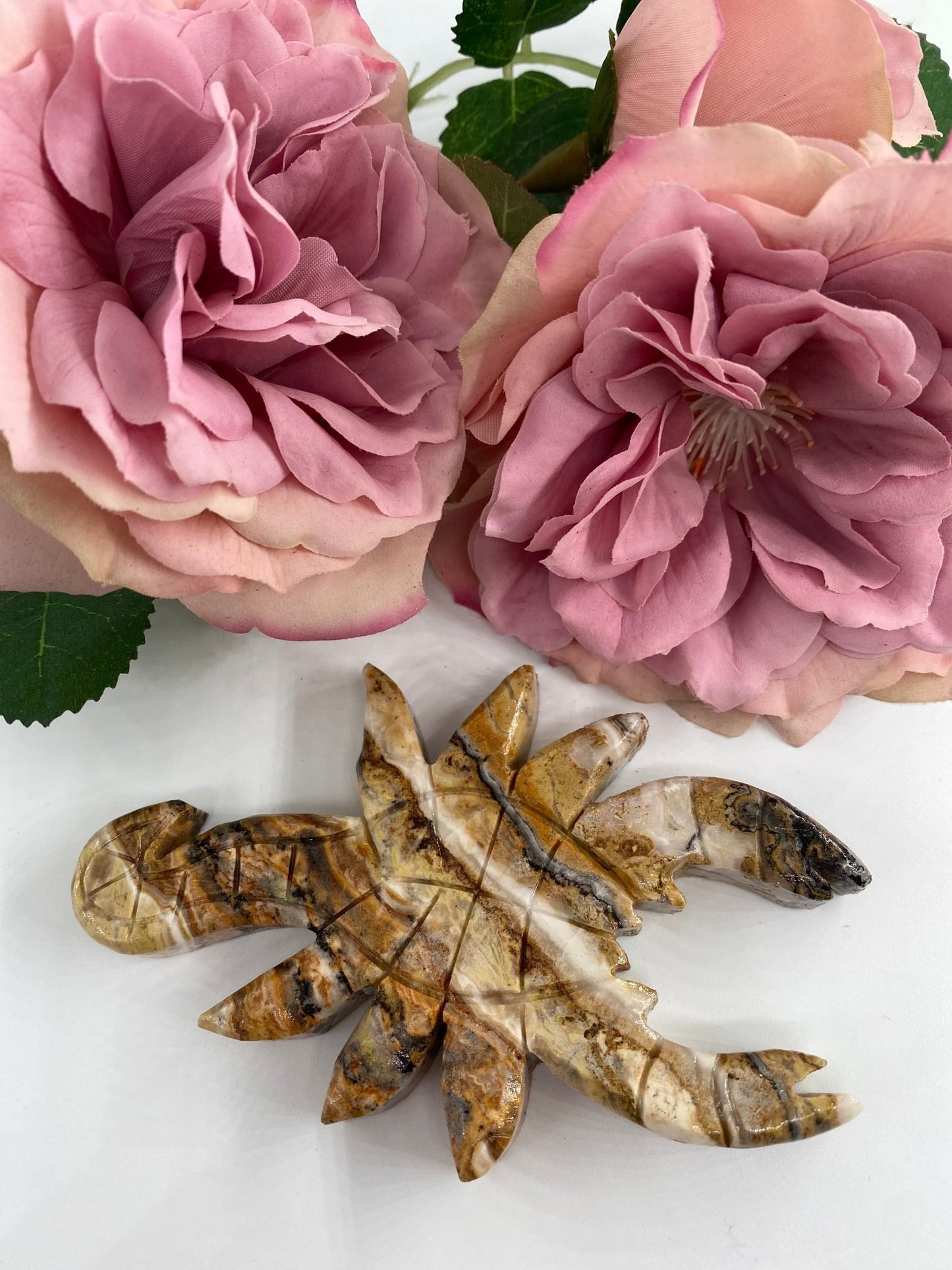 Polished Bumblebee Calcite Scorpion featuring soft translucent tone and gentle sheen - Luna Panther