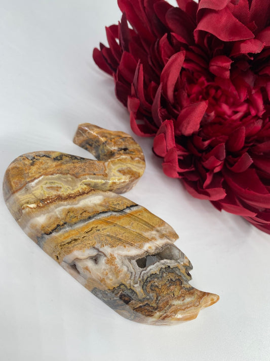 Polished Bumblebee Calcite Swan featuring soft translucent tone and gentle sheen - Luna Panther alternate view