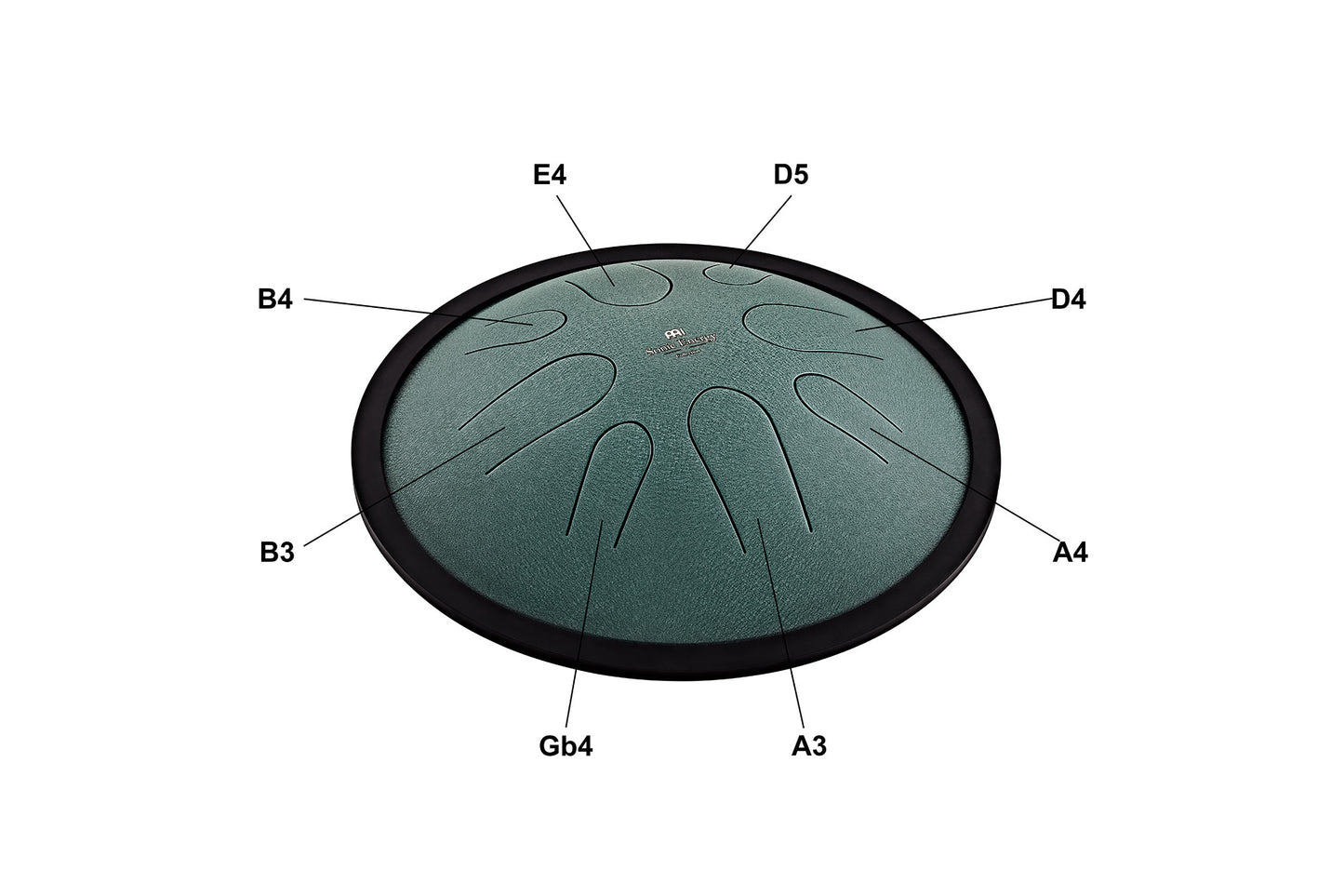 MEINL Sonic Energy Compact Steel Tongue Drum 10" - B Minor/8 Notes/432 Hz - Dark Green detail view 6 at Luna Panther