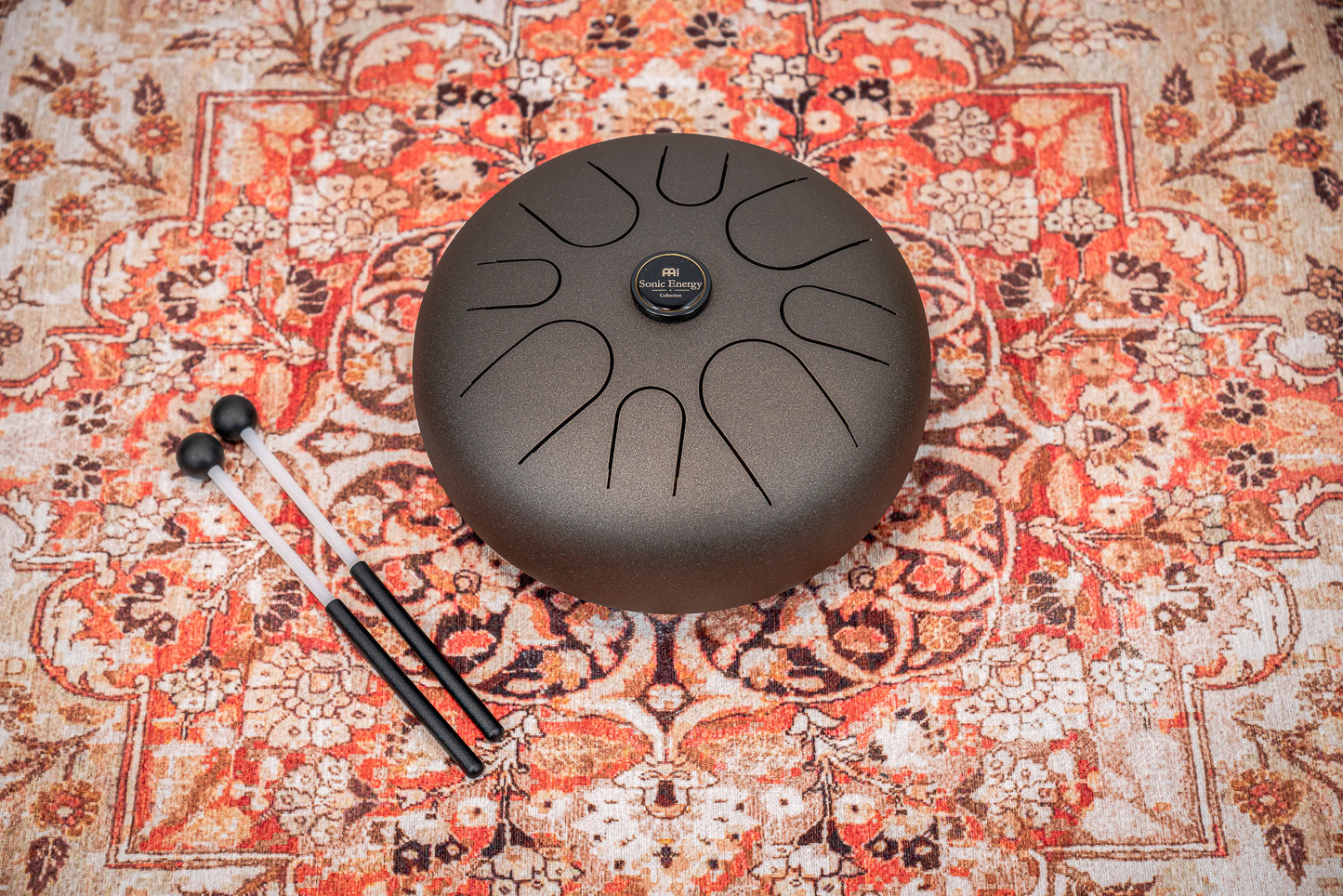 MEINL Sonic Energy Steel Tongue Drum 12" - G Major/8 Notes/440 Hz - Vintage Brown detail view 4 at Luna Panther