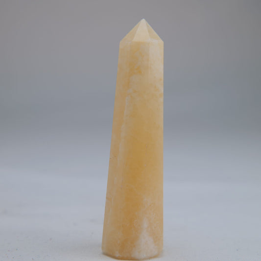 Yelow Banded Calcite Point 44g side alternate view