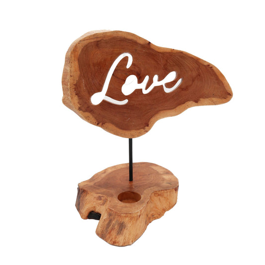 Polished Candle Holder Sign - Love featuring natural patterning and unique variations - Luna Panther