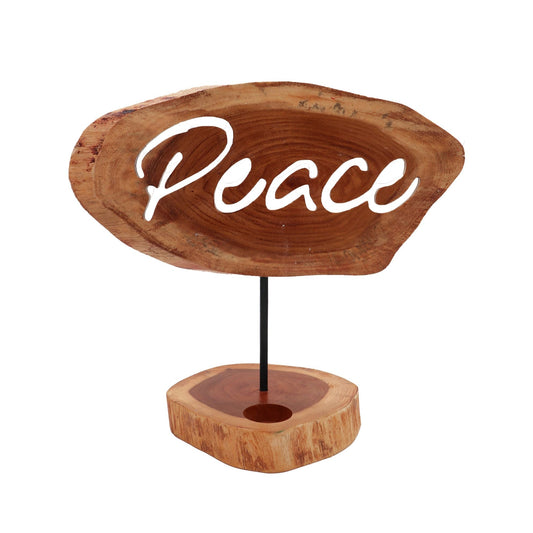 Polished Candle Holder Sign - Peace featuring natural patterning and unique variations - Luna Panther