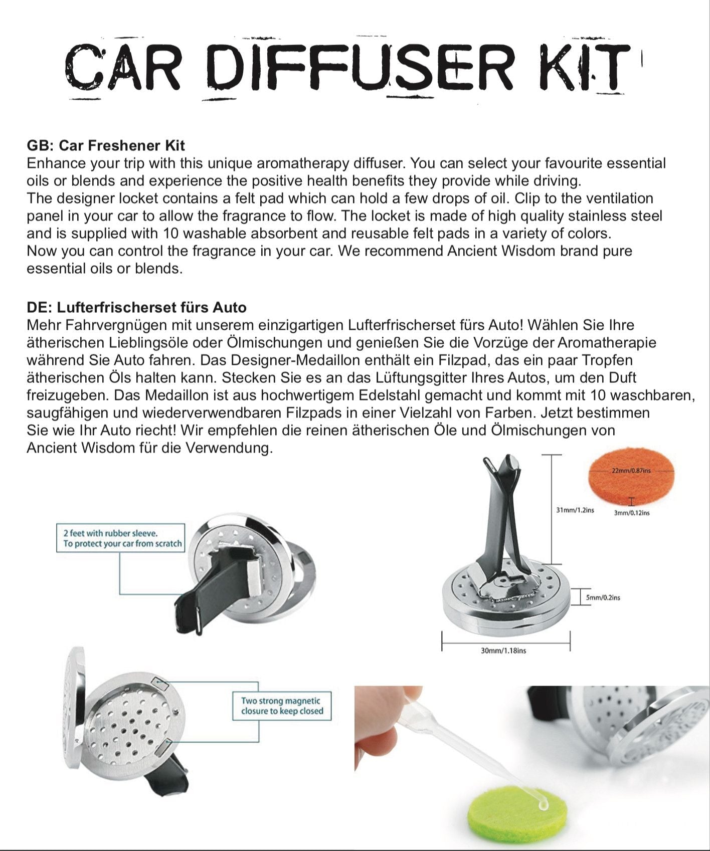 Car Diffuser Kit - Auto Wheel - 30mm - Luna Panther
