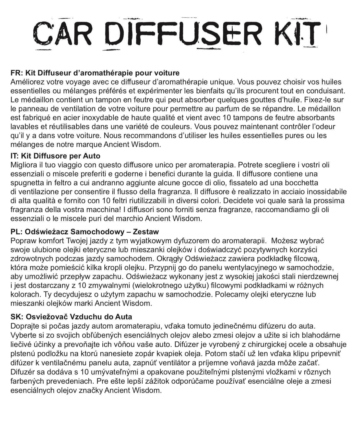 Car Diffuser Kit - Pewter Yoga Chakra - 30mm - Luna Panther