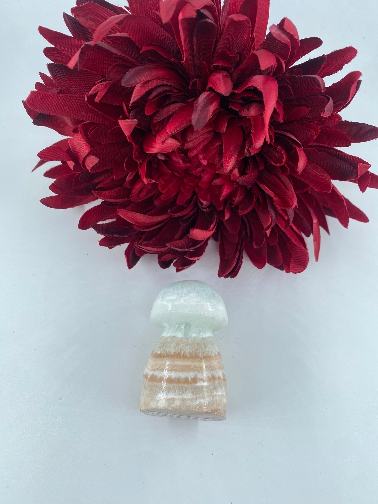 Polished Caribbean Calcite Mushroom featuring soft translucent tone and gentle sheen - Luna Panther
