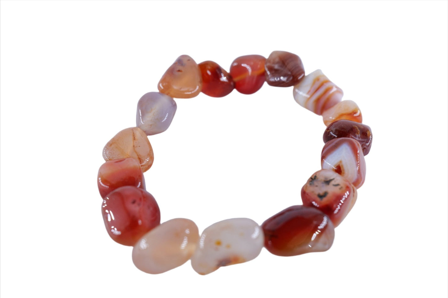 Polished Carnelian Tumblestone Bracelet featuring vibrant orange tone and smooth polish - Luna Panther