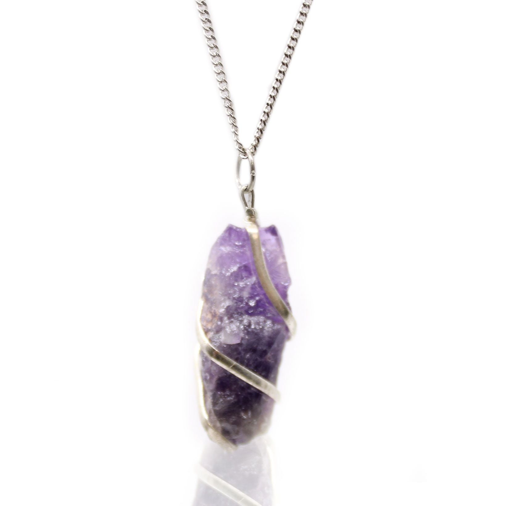 Natural Cascade Wrapped Gemstone Necklace - Rough Amethyst featuring rich purple colour and natural clarity - Luna Panther