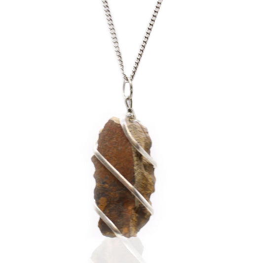 Natural Cascade Wrapped Gemstone Necklace - Rough Tiger Eye featuring natural patterning and unique variations - Luna Panther