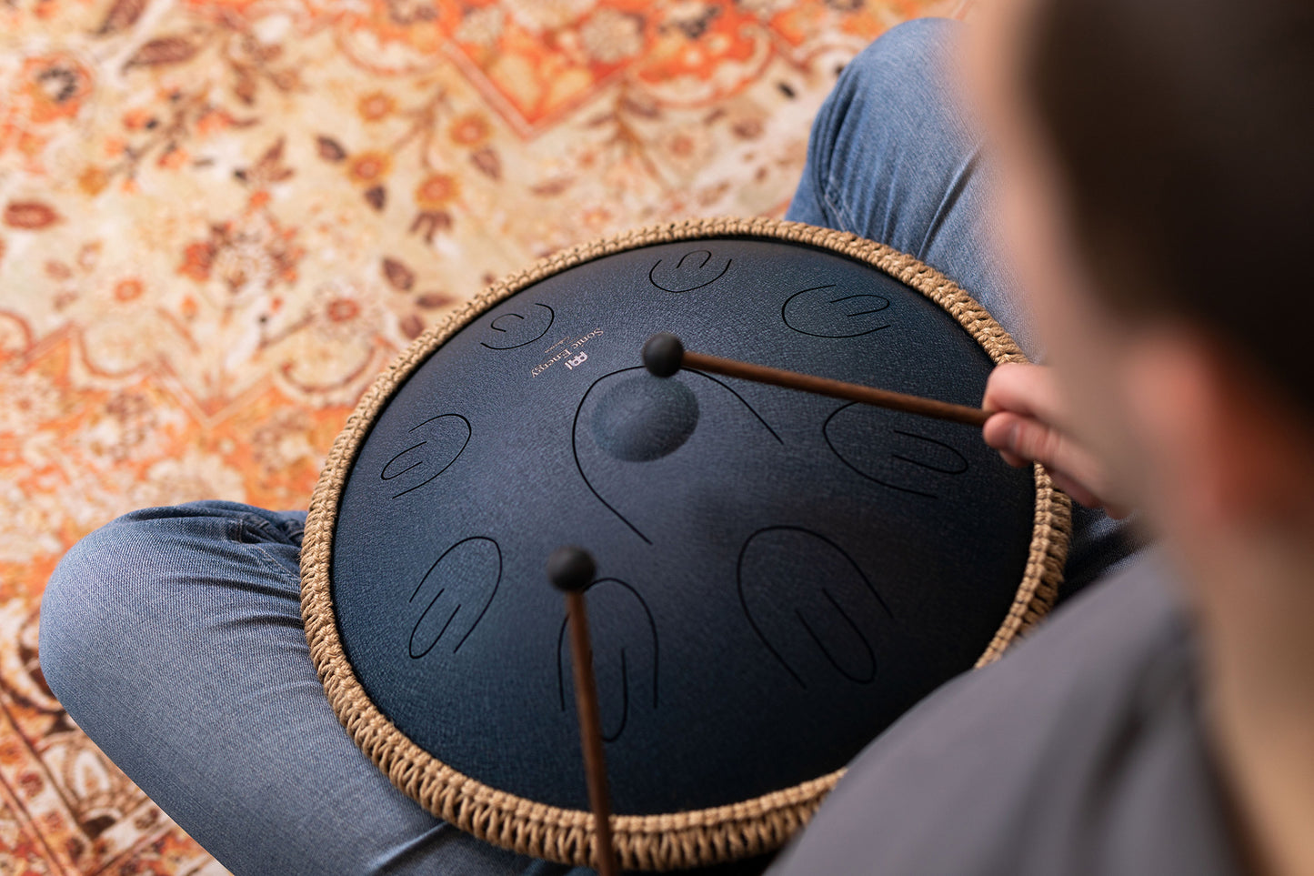 MEINL Sonic Energy Octave Steel Tongue Drum 16" - D Amara/9 Notes/440 Hz - Navy Blue detail view 3 at Luna Panther